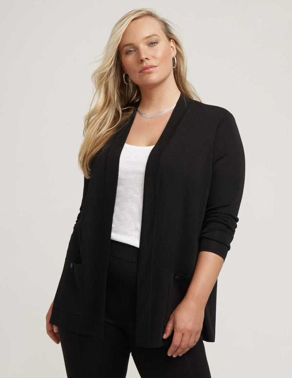 anne klein Plus Size Two Pocket Malibu Cardigan Anne Black