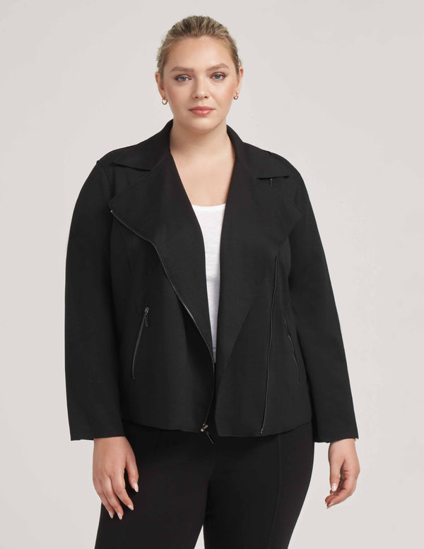 Anne Klein Plus Size Zip Front Moto Jacket- Sale Anne Black