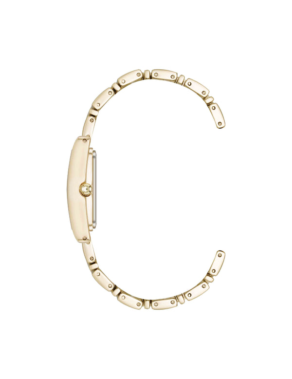 Anne Klein Premium Crystal Accented Grooved Link Bracelet Watch Gold-Tone