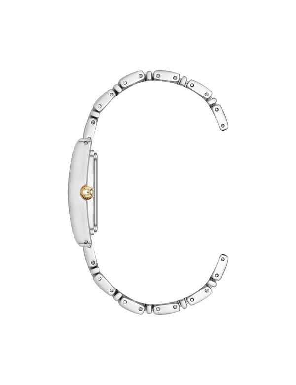 Anne Klein Premium Crystal Accented Grooved Link Bracelet Watch Two-Tone