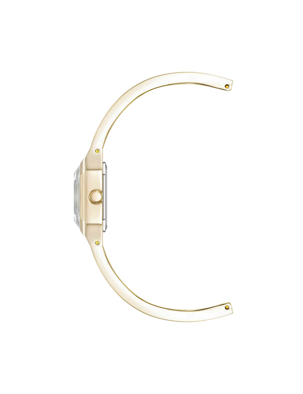 Anne Klein Premium Crystal Square Bangle Watch Black/Gold-Tone