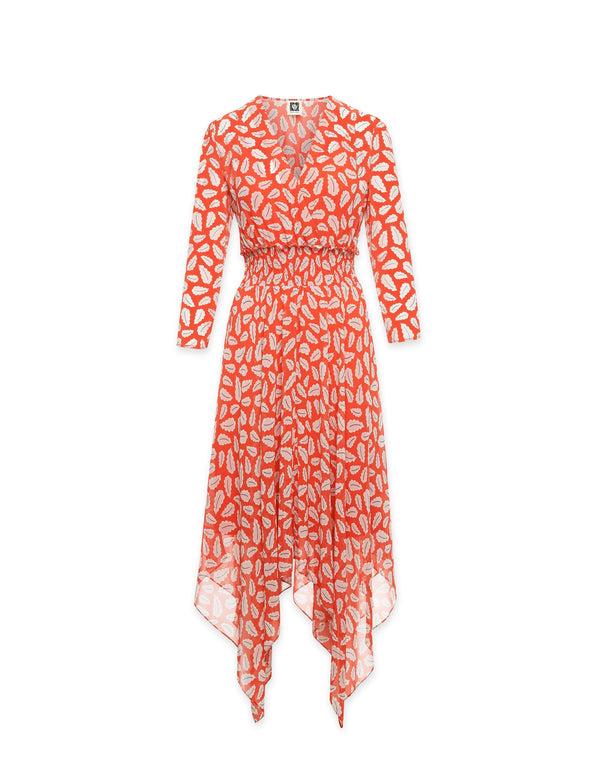 Anne Klein Printed Chiffon Midi Dress- Sale Poppy/Mist Combo