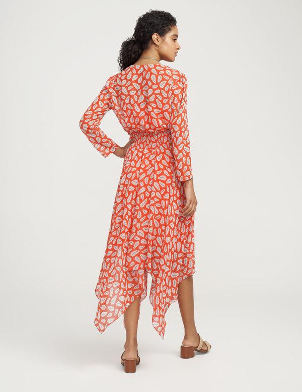 Anne Klein Printed Chiffon Midi Dress- Sale Poppy/Mist Combo