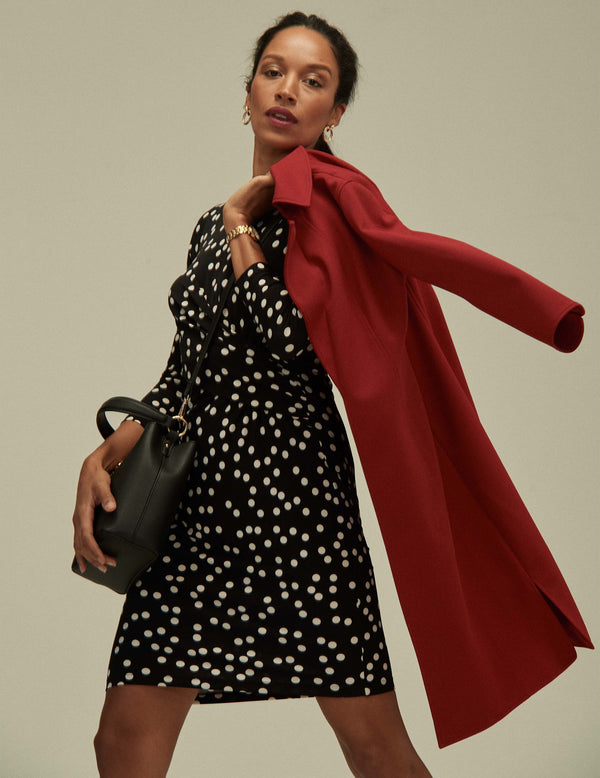 anne klein Printed Draped Twist Front Dress- Sale Anne Black/ Anne White