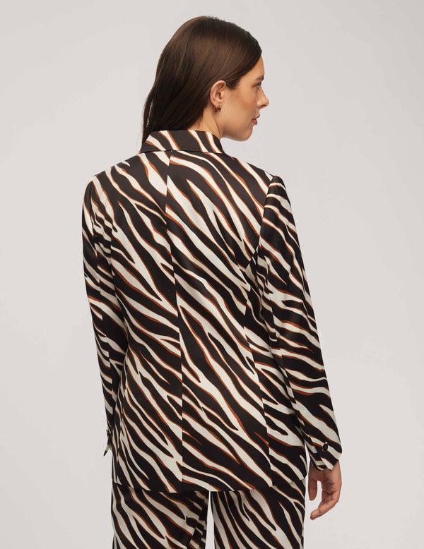 Anne Klein Printed Faux Double Breasted Jacket- Sale Anne Black/ Chestnut Multi