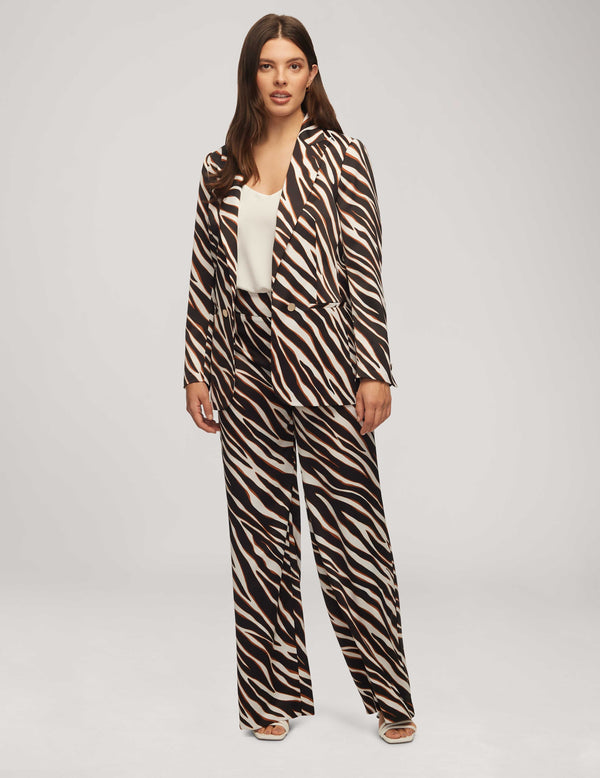 Anne Klein Printed Faux Double Breasted Jacket- Sale Anne Black/ Chestnut Multi