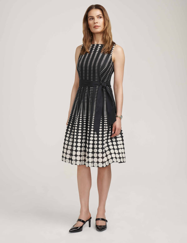 anne klein Printed Fit & Flare Dress- Sale Anne Black/Anne White