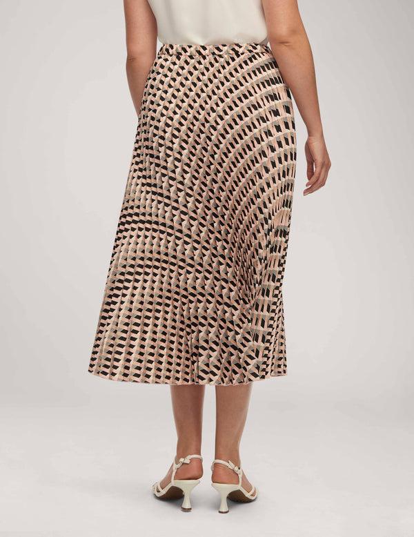 Anne Klein Printed Flat Satin Geo Pull On Pleated Skirt Cherry Blossom Multi