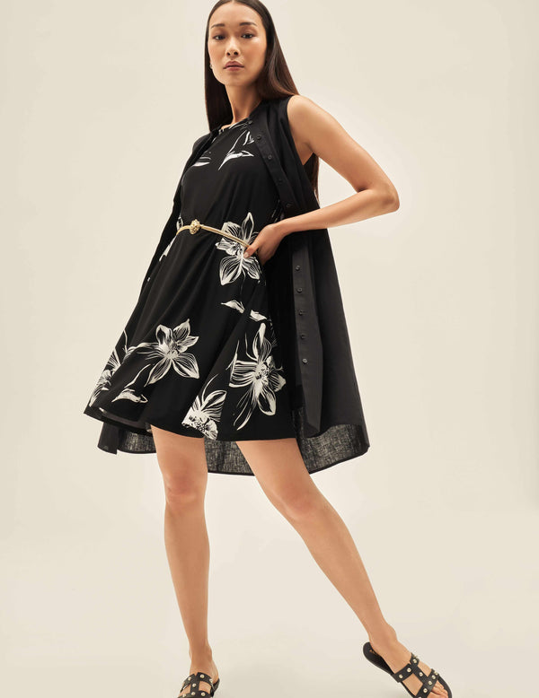 anne klein Printed Gwen Dress- Sale Anne Black Combo