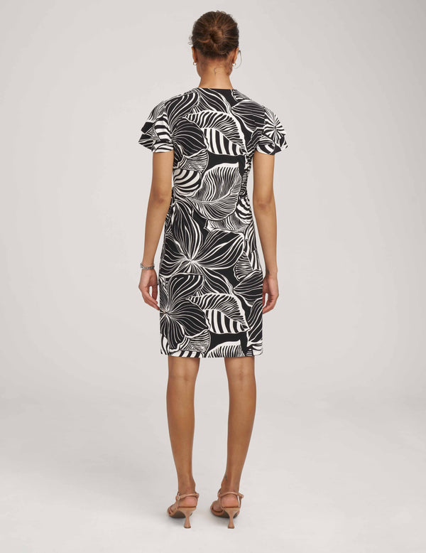 Anne Klein Printed Ity Classic Wrap Dress- Sale Anne Black/ Bright White