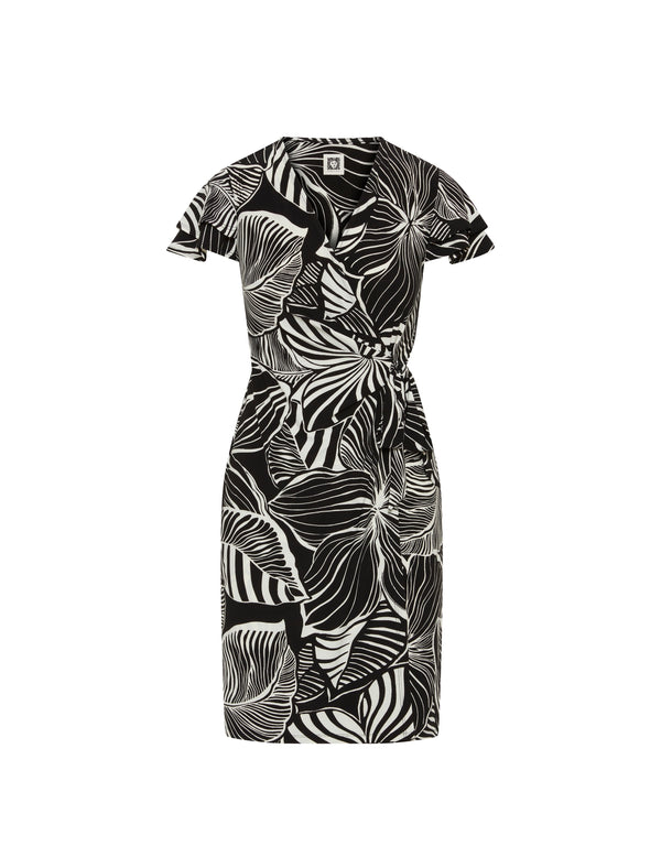 Anne Klein Printed Ity Classic Wrap Dress- Sale Anne Black/ Bright White