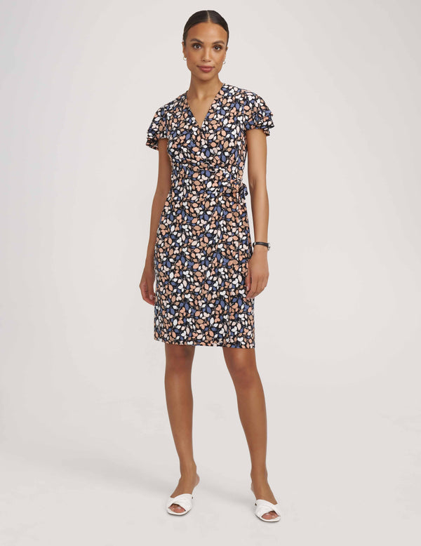 Anne Klein Printed Ity Classic Wrap Dress- Sale Anne Black Combo
