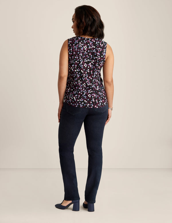 Anne Klein Printed Ity Pleat Front Shell Deep Plum Multi