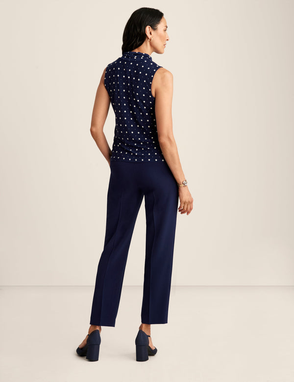 Anne Klein Printed Ity Triple Pleat Top Dstnt Mt/Anne White