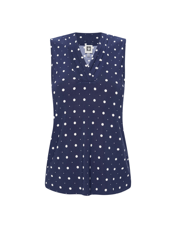 Anne Klein Printed Ity Triple Pleat Top Dstnt Mt/Anne White