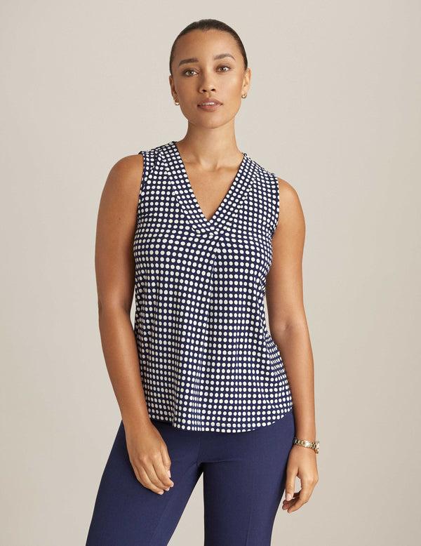 anne klein Printed Pleat Front Shell Distant Mt/Anne White