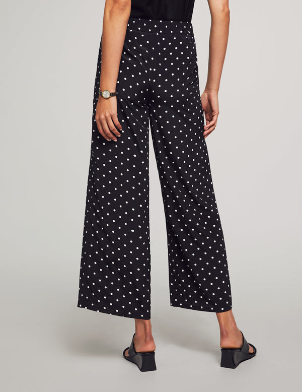 Anne Klein Printed Pull On Self Tie Wide Leg Pant Anne Black/Bright White