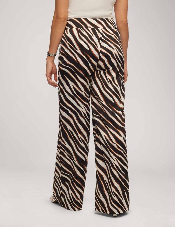 Anne Klein Printed Satin High Rise Side Zip Wide Leg Pant- Sale Anne Black/ Chestnut Multi