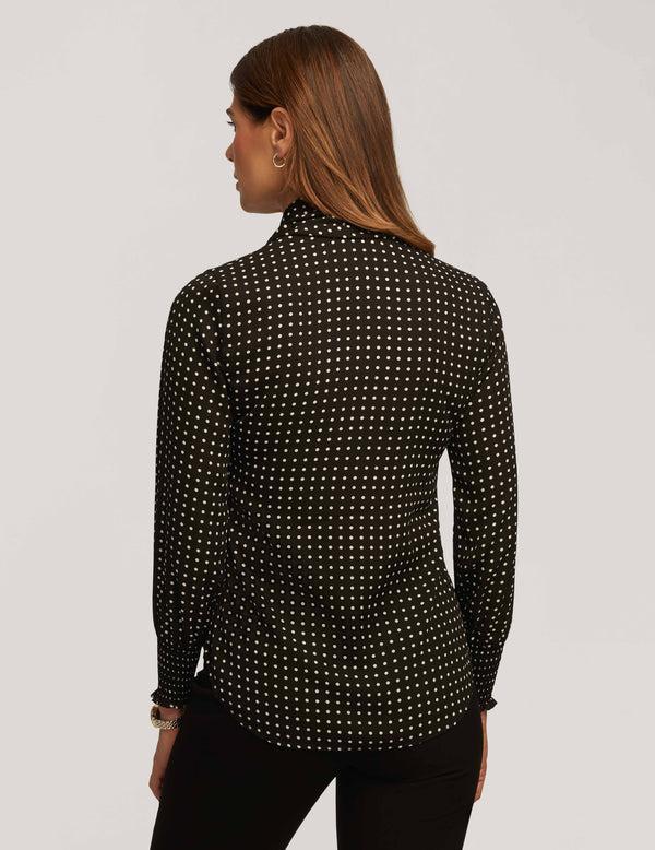 Anne Klein Printed Tie Neck Blouse- Sale Anne Black / Anne White