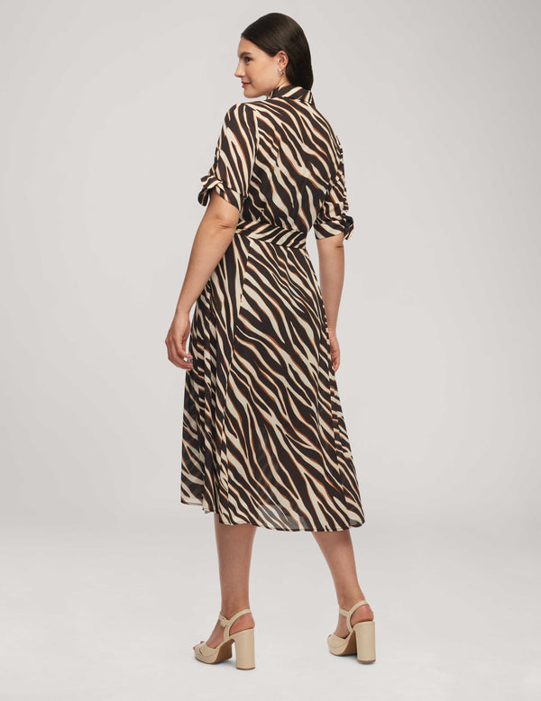 Anne Klein Printed Tie Sleeve Dress- Sale Anne Black/ Chestnut Multi