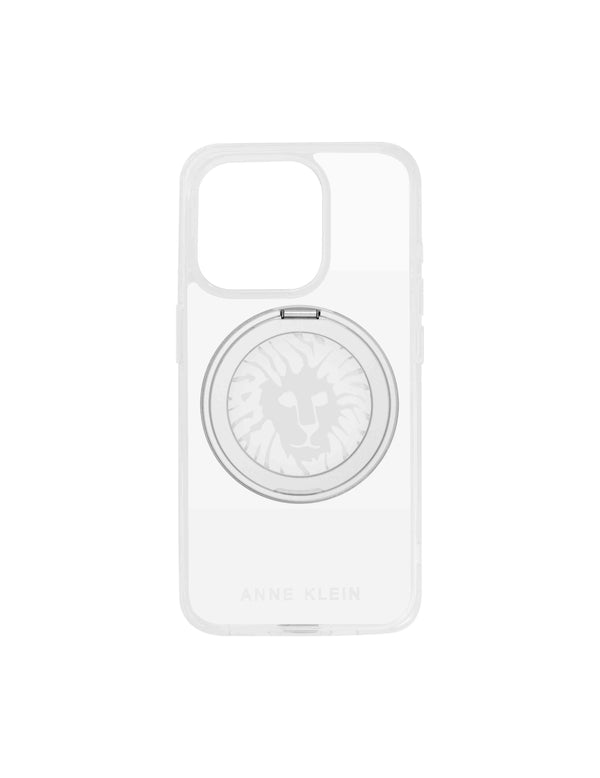 anne klein Protective Plastic Case with Rotating Ring for iPhone® 15 Pro Clear