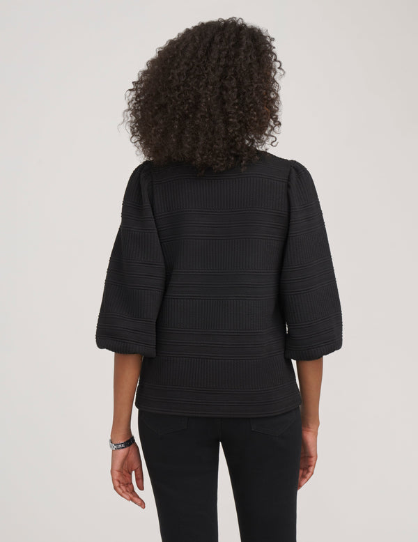 Anne Klein Puff Sleeve Pullover Novelty Quilt- Sale Anne Black