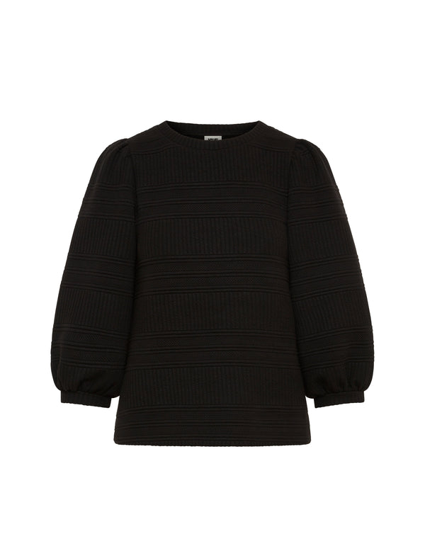 Anne Klein Puff Sleeve Pullover Novelty Quilt- Sale Anne Black