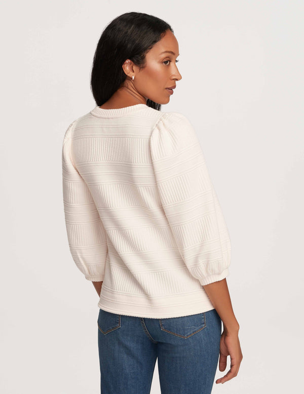 Anne Klein Puff Sleeve Pullover Novelty Quilt- Sale Anne White