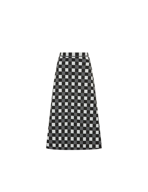 Anne Klein Pull On A-Line Midi Skirt Yarn Dye Check- Sale Anne Black Combo