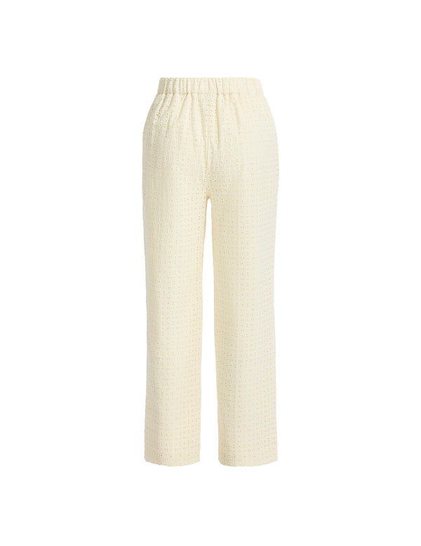 Anne Klein Pull On Elastic Back Wide Ankle Pant White Dove