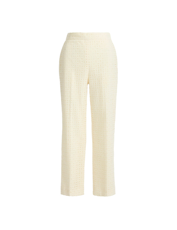 anne klein Pull On Elastic Back Wide Ankle Pant White Dove