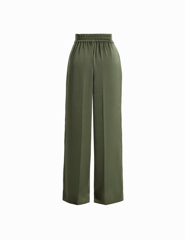 Anne Klein Pull On High Rise Belted Wide Leg Olive Palm