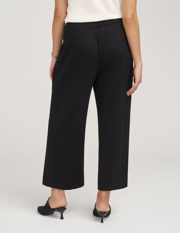 Anne Klein Pull On Pleat Front Cropped Wide Leg Pants- Sale Anne Black