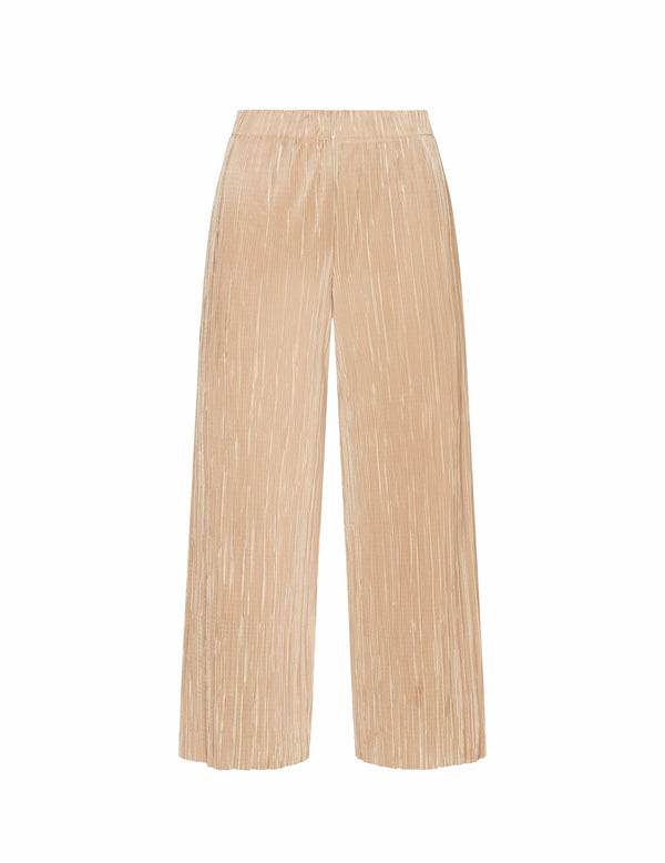 Anne Klein Pull On Pleated Knit Wide Leg Crop- Sale Latte