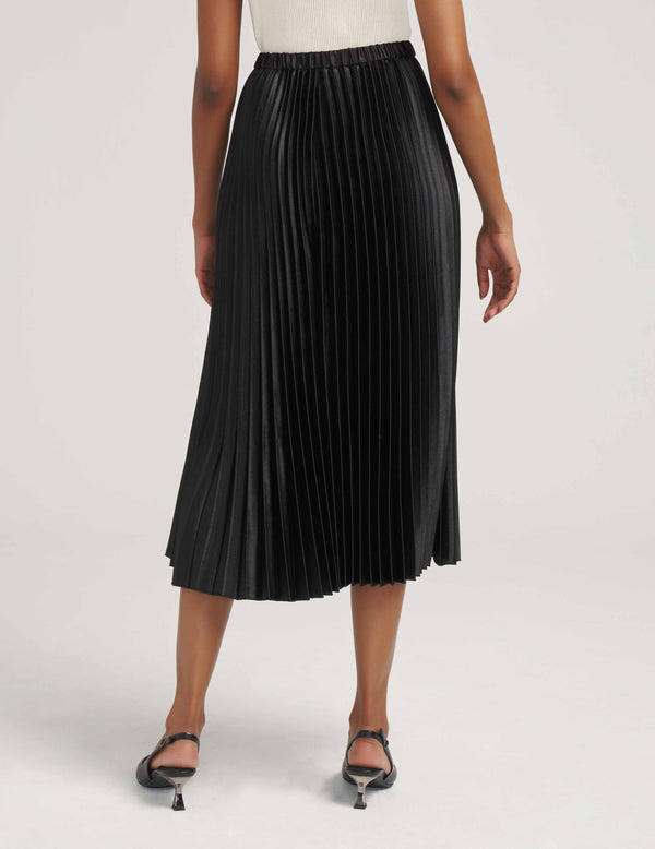 Anne Klein Pull On Pleated Skirt Satin Crepe- Sale Anne Black