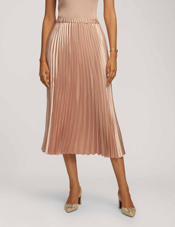 Anne Klein Pull On Pleated Skirt Satin Crepe- Sale Ballet