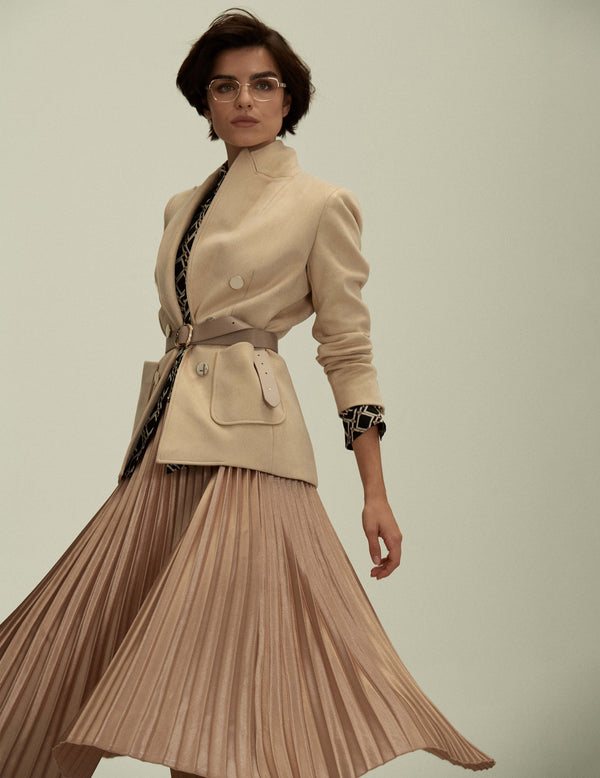 anne klein Pull On Pleated Skirt Satin Crepe- Sale Ballet