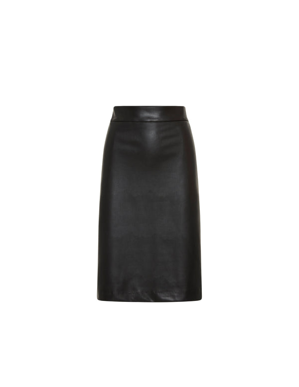 Anne Klein Pull On Vegan Leather Skimmer Skirt- Sale Anne Black