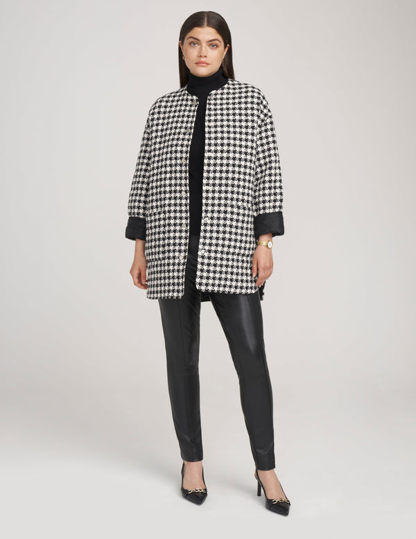 Anne Klein Quilted Houndstooth Jacket- Sale Anne Black/ Anne White
