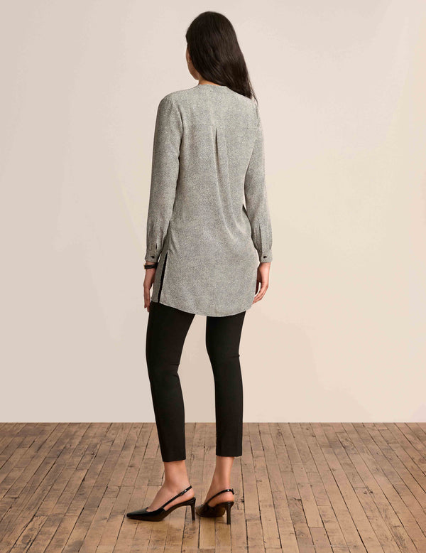 Anne Klein Rambling Dot Nehru Tunic Anne Black/Anne White