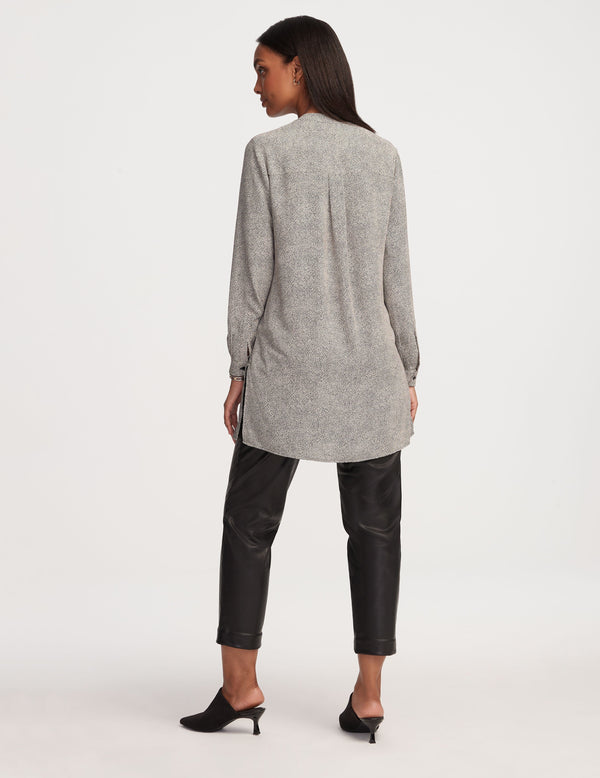 Anne Klein Rambling Dot Nehru Tunic- Sale Anne Black/Anne White