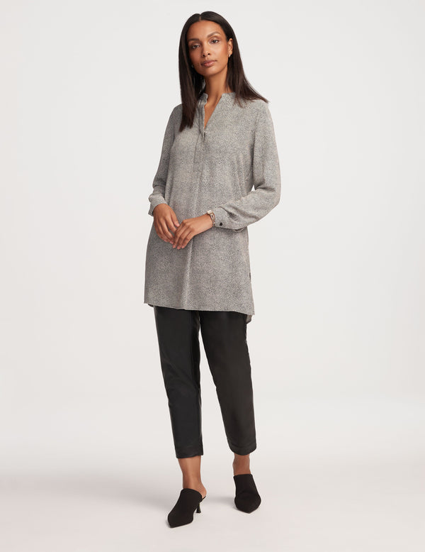 anne klein Rambling Dot Nehru Tunic- Sale Anne Black/Anne White