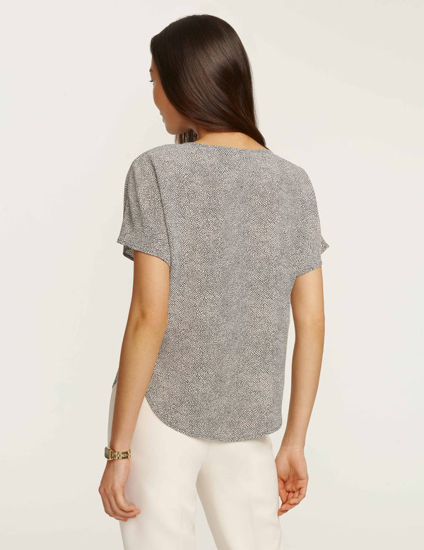 Anne Klein Rambling Mini Dot Bateau Blouse Anne White/Anne Black