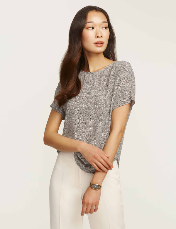 anne klein Rambling Mini Dot Bateau Blouse Anne White/Anne Black