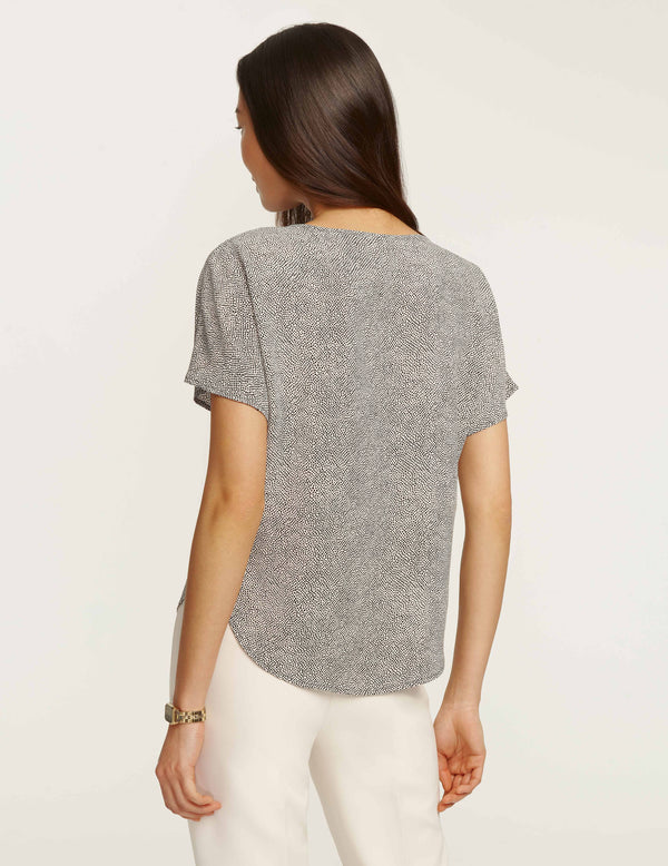 Anne Klein Rambling Mini Dot Bateau Blouse- Sale Anne White/Anne Black