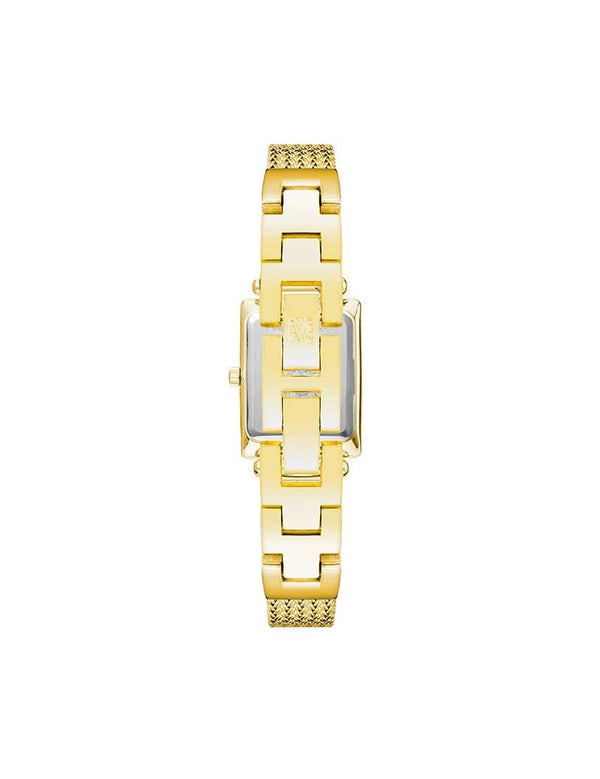 Anne Klein Rectangular Case Mesh Bracelet Watch Gold-Tone