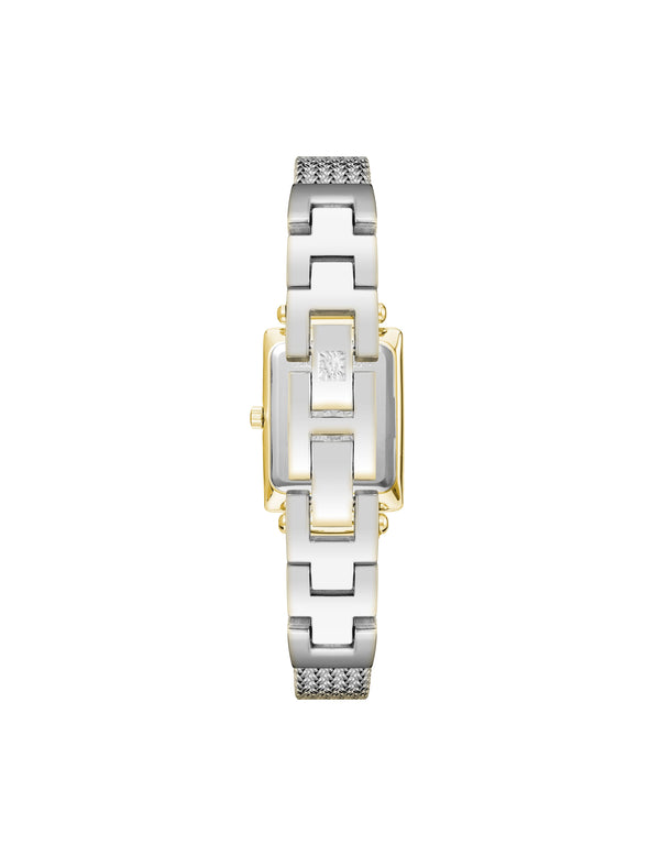 Anne Klein Rectangular Case Mesh Bracelet Watch Silver-Tone/Gold-Tone