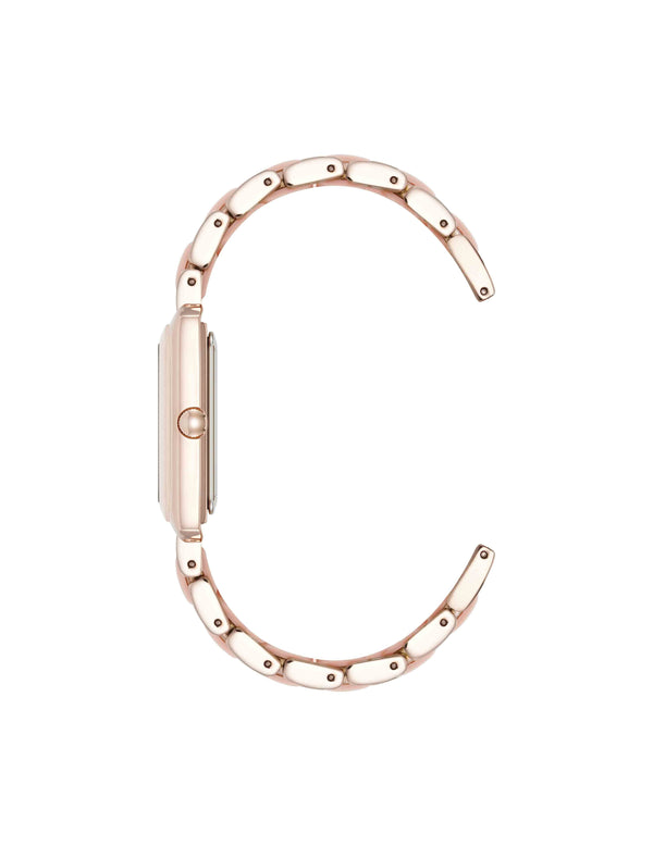 Anne Klein Rectangular Silicone Bracelet Watch Blush/Rose Gold-Tone