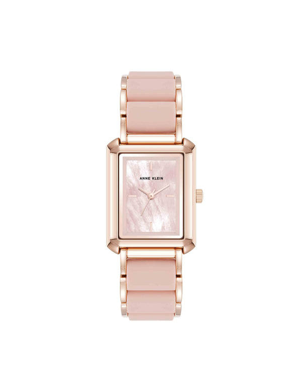 anne klein Rectangular Silicone Bracelet Watch Blush/Rose Gold-Tone