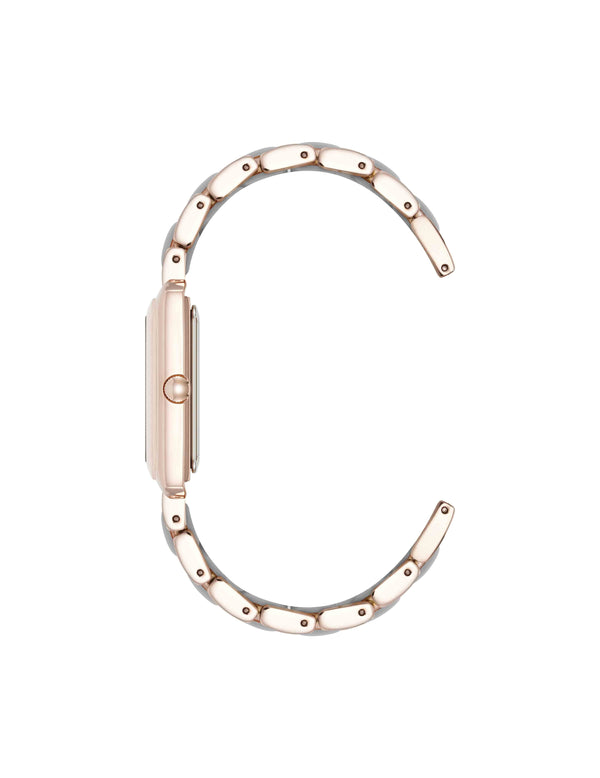 Anne Klein Rectangular Silicone Bracelet Watch Grey/Rose Gold-Tone